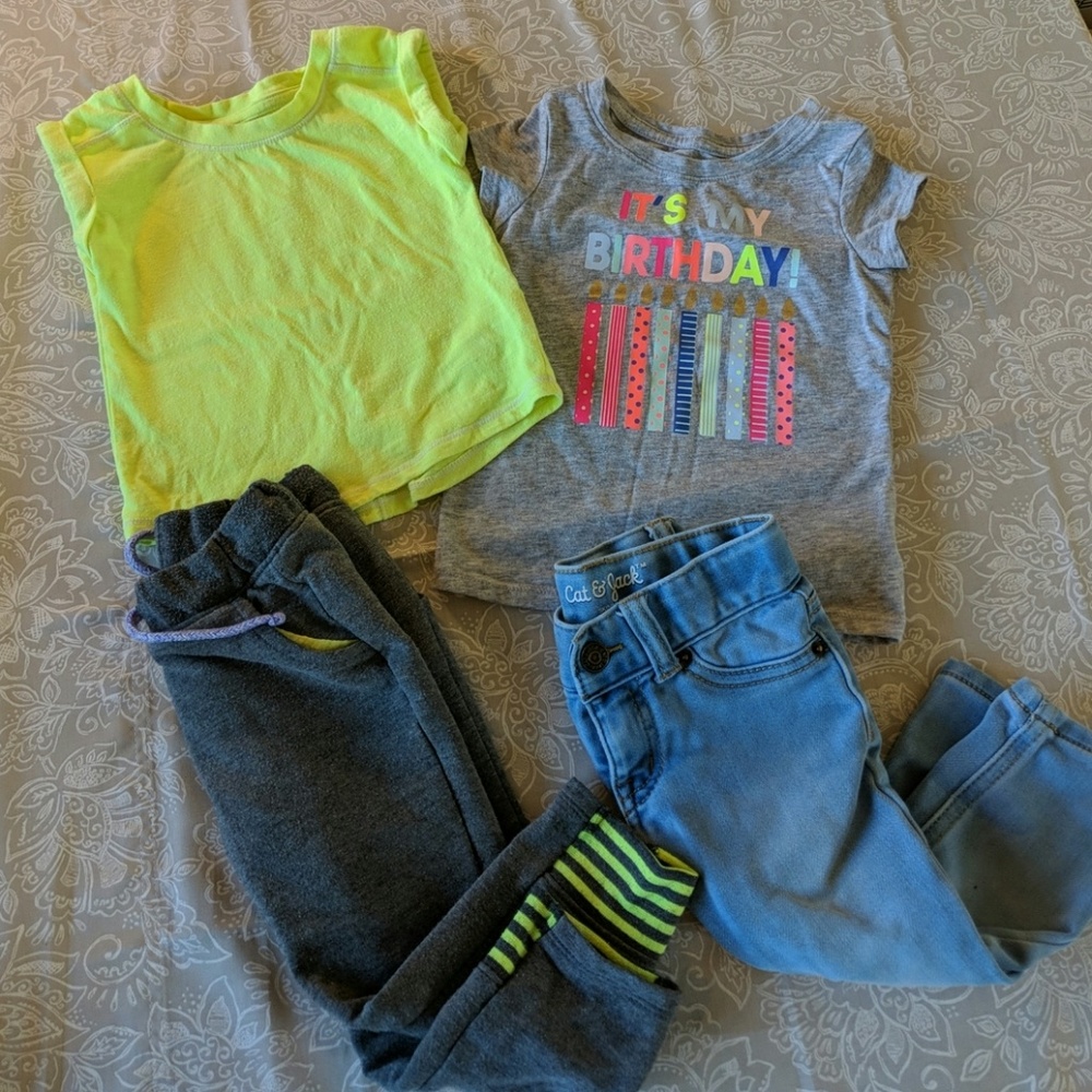 Cat & Jack 18 mo bundle baby girl shirts and pants